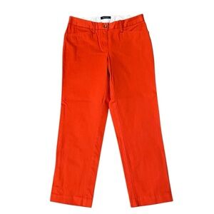 Lands’ End Red Orange Chino Pants Size 2 Straight Leg Ankle Cropped Cotton